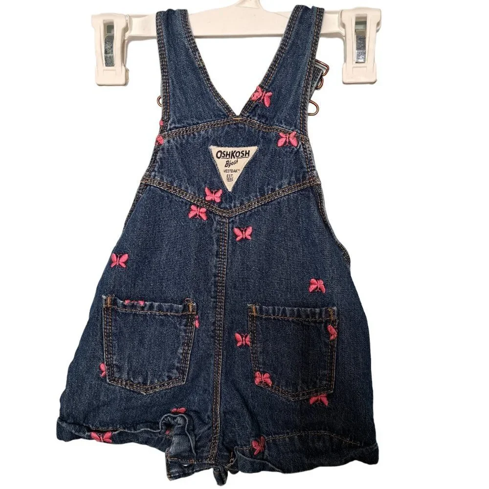 Oshkosh B'Gosh Girl's Embroidered Butterfly Print One Piece Romper 12 Months